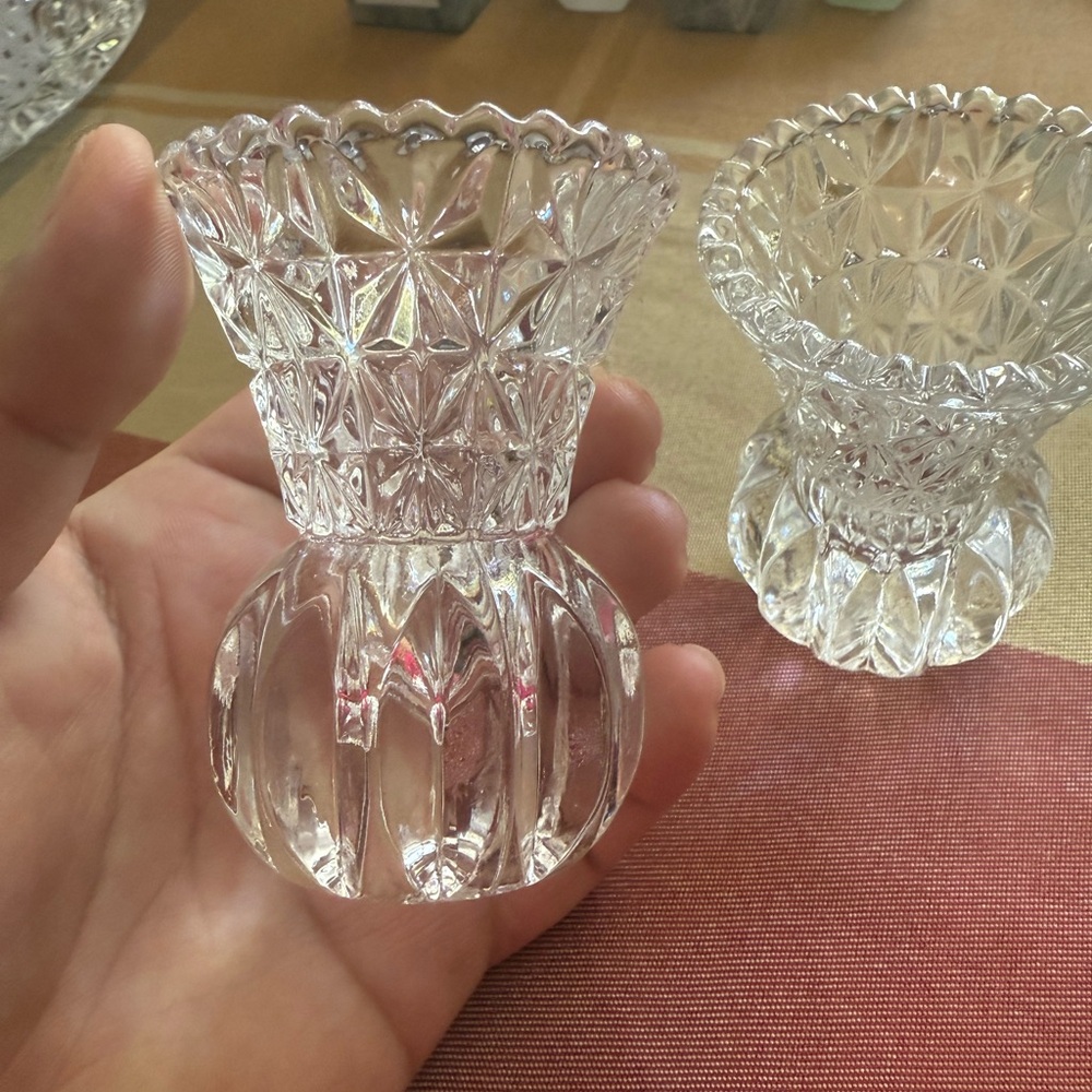 Vintage Crystal Candle Holder Set - Picture 4 of 5